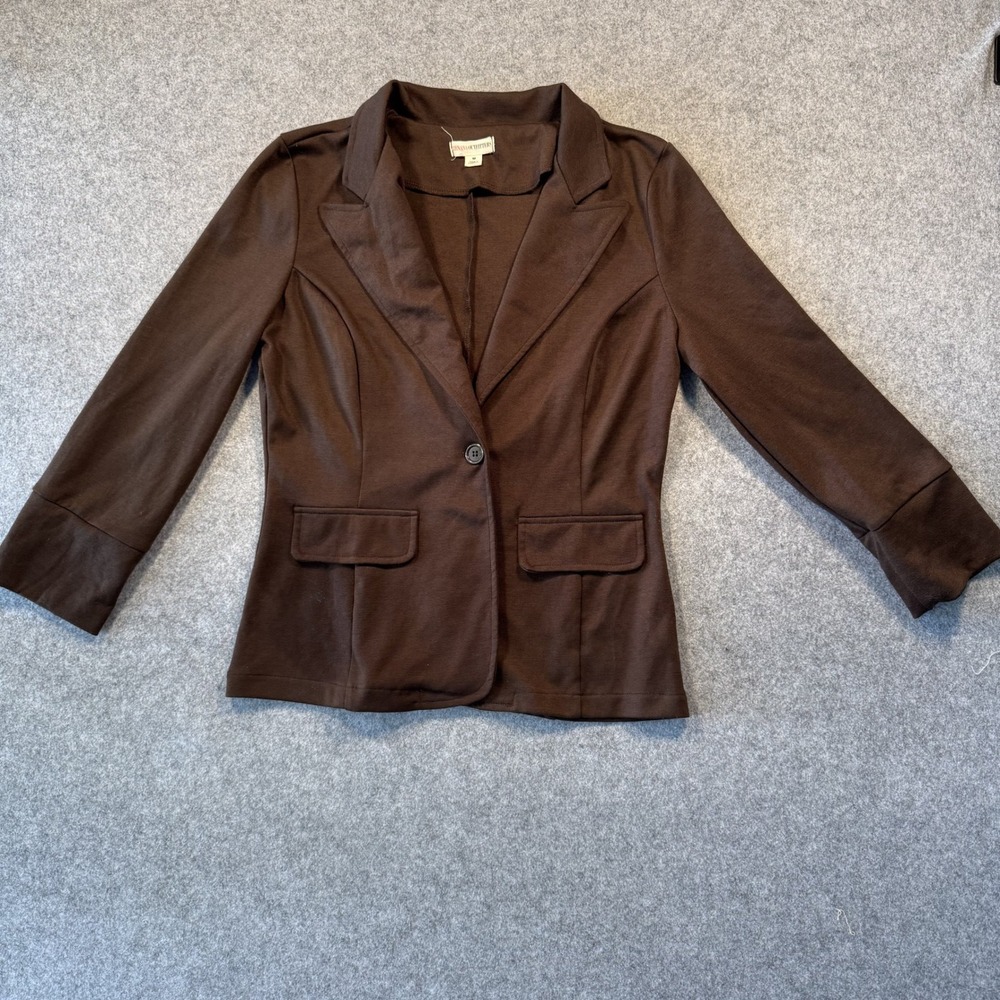Zenana OJ-1106 Knit Blazer Medium Brown Stretch Professional